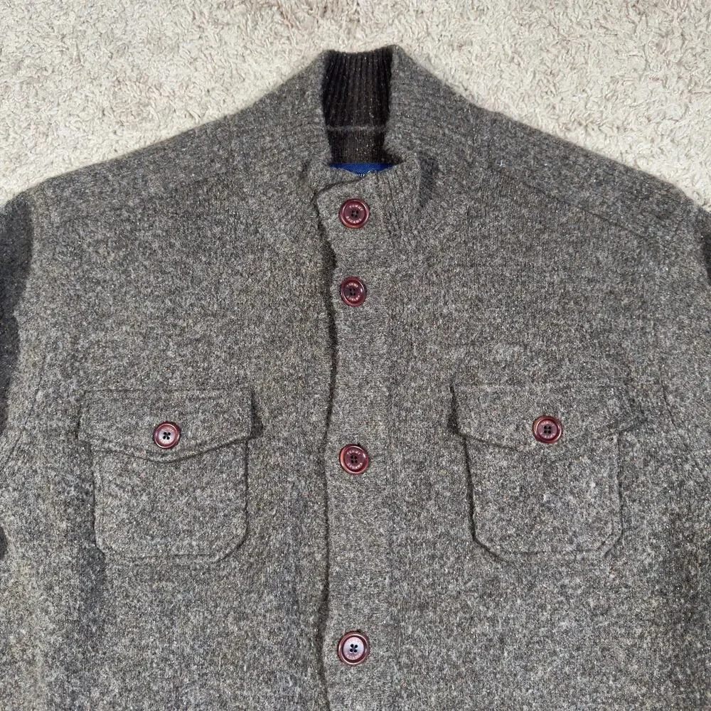 Tommy Bahama Desert Dunes Shirt Jacket Sweater Mens XL Brown Wool Knit Cardigan